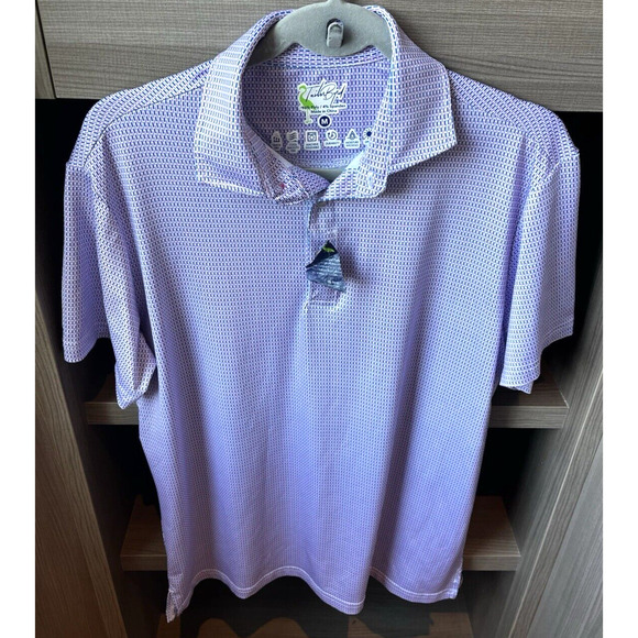 TailorByrd Polo Shirt Mens M NEW Blue Pink Golf SPF 30 Quick Dry 3 Button - Picture 8 of 8